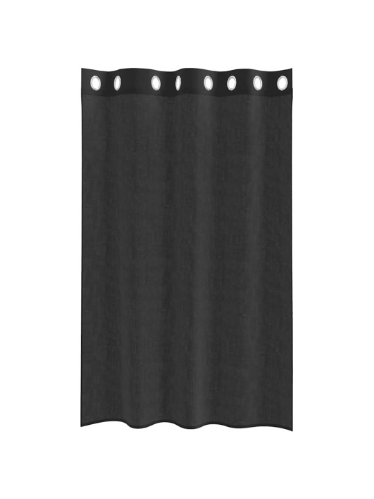 Voileeverhot läpiviennillä 2 kpl musta 140x175 cm