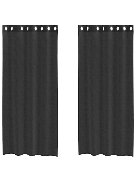 Voileeverhot läpiviennillä 2 kpl musta 140x225 cm