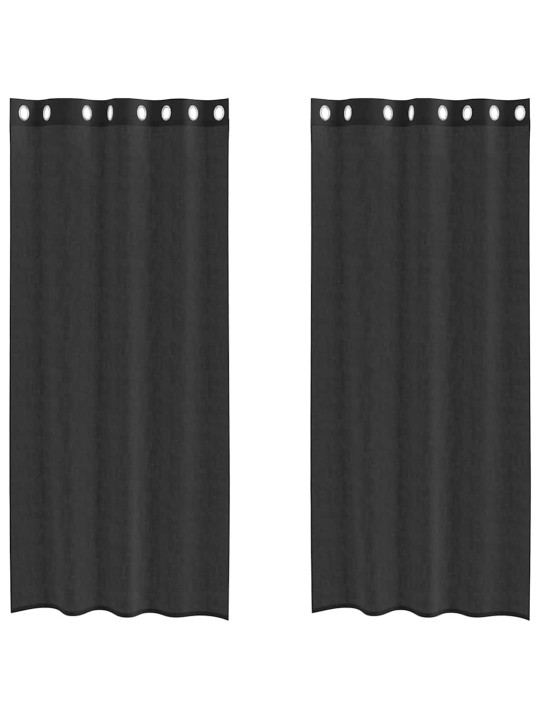 Voileeverhot läpiviennillä 2 kpl musta 140x245 cm
