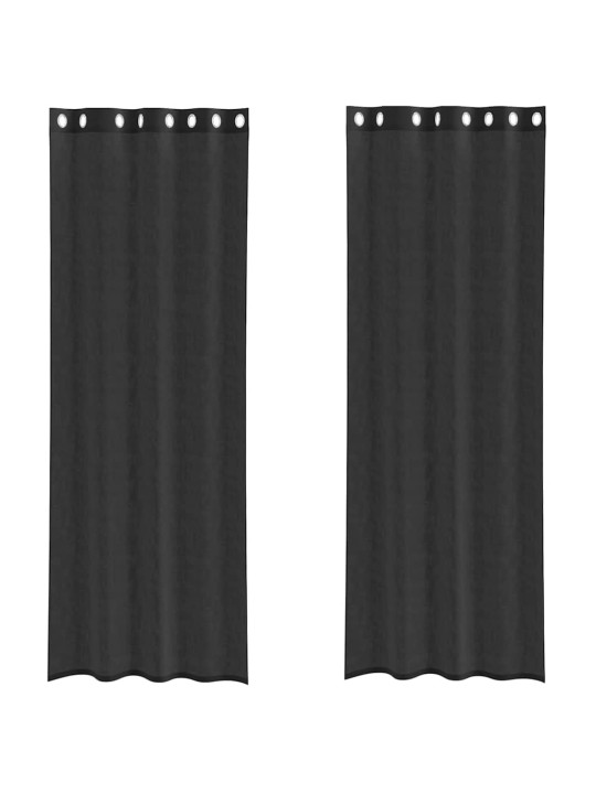Voileeverhot läpiviennillä 2 kpl musta 140x260 cm