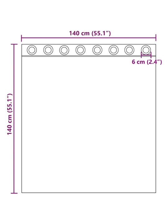 Voileeverhot läpiviennillä 2 kpl ruskea 140x140 cm