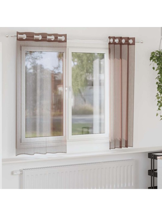 Voileeverhot läpiviennillä 2 kpl ruskea 140x140 cm