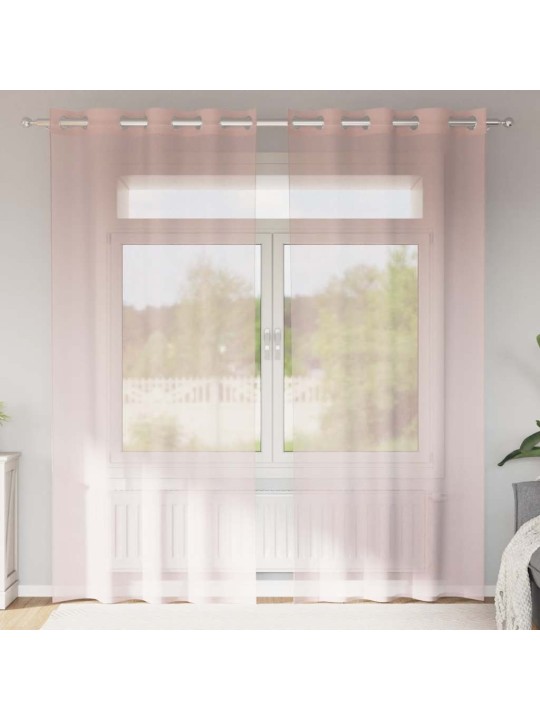 Voileeverhot läpiviennillä 2 kpl vaaleanpunainen 140x245 cm