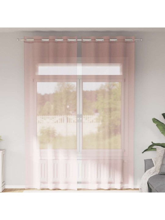 Voileeverhot läpiviennillä 2 kpl vaaleanpunainen 140x260 cm