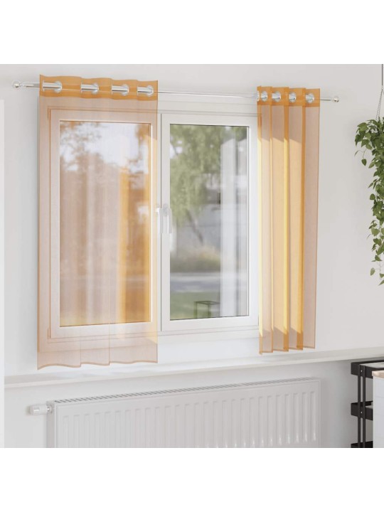 Voileeverhot läpiviennillä 2 kpl oranssi 140x140 cm