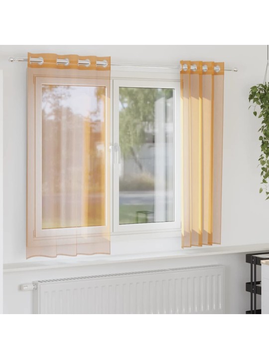 Voileeverhot läpiviennillä 2 kpl oranssi 140x175 cm