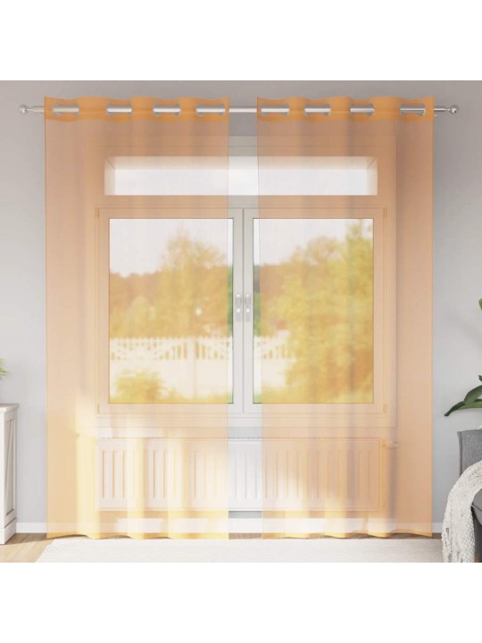 Voileeverhot läpiviennillä 2 kpl oranssi 140x225 cm