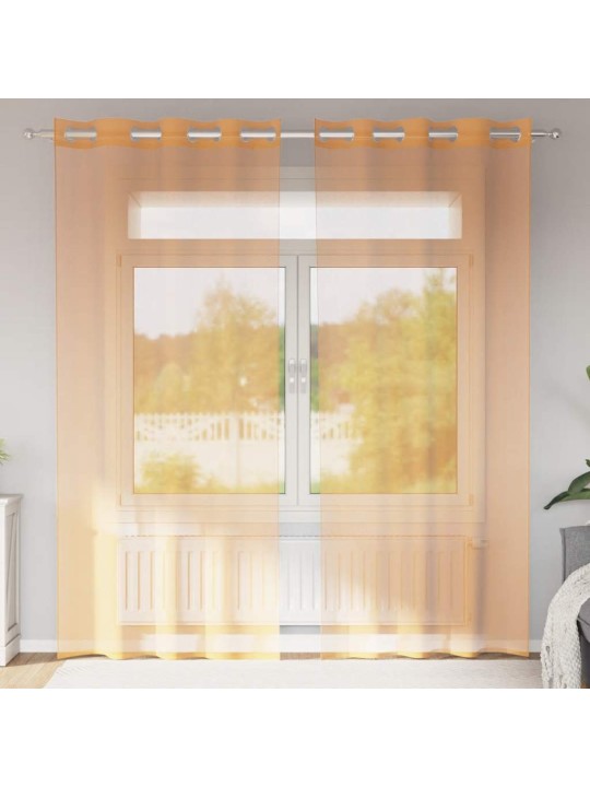 Voileeverhot läpiviennillä 2 kpl oranssi 140x245 cm