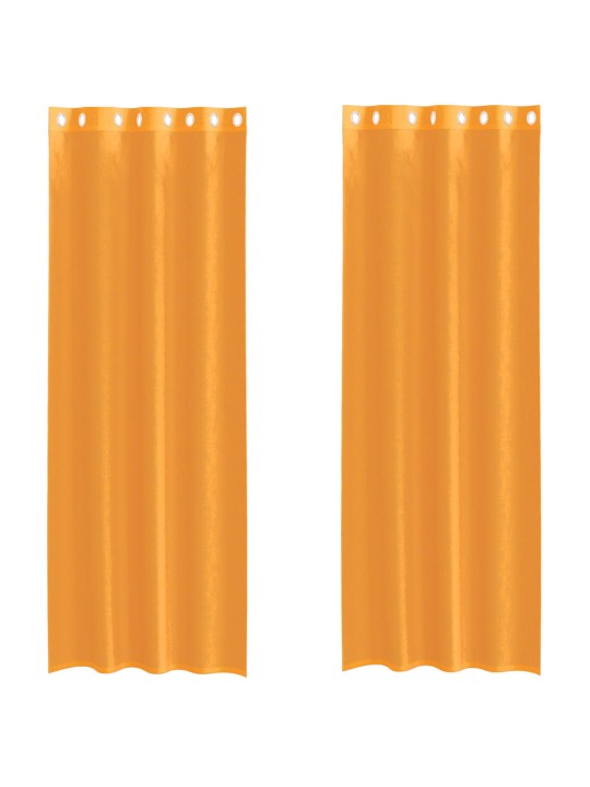 Voileeverhot läpiviennillä 2 kpl oranssi 140x260 cm