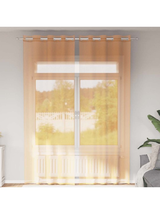 Voileeverhot läpiviennillä 2 kpl oranssi 140x260 cm
