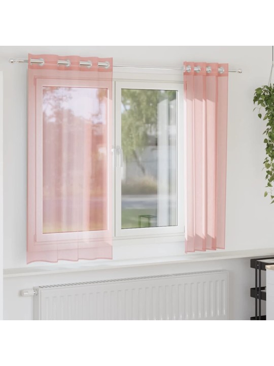Voileeverhot läpiviennillä 2 kpl pinkki 140x140 cm