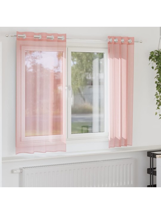 Voileeverhot läpiviennillä 2 kpl pinkki 140x175 cm