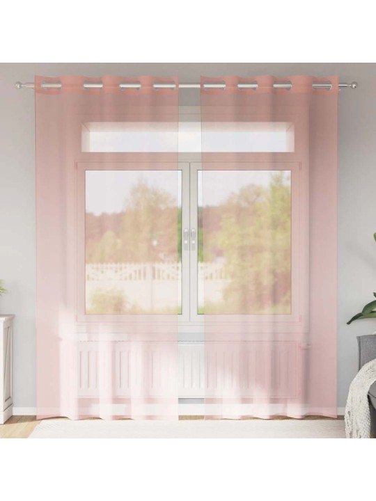 Voileeverhot läpiviennillä 2 kpl pinkki 140x245 cm