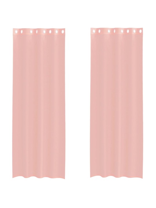 Voileeverhot läpiviennillä 2 kpl pinkki 140x260 cm