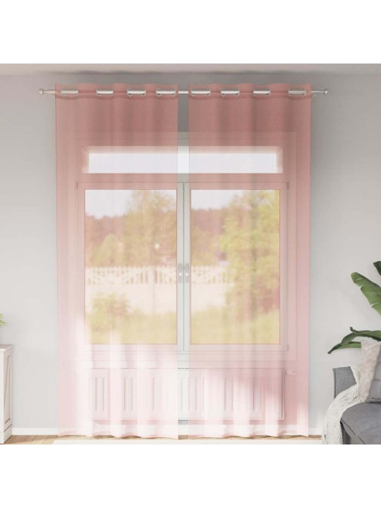 Voileeverhot läpiviennillä 2 kpl pinkki 140x260 cm