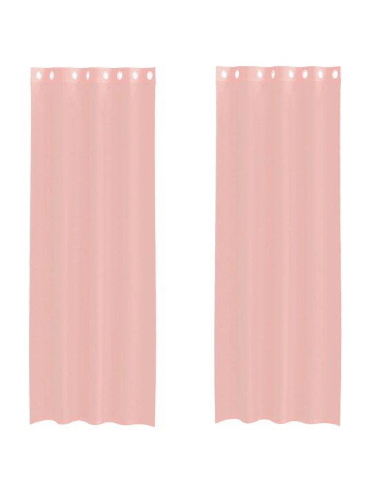 Voileeverhot läpiviennillä 2 kpl pinkki 140x300 cm