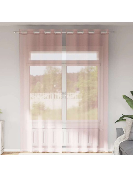 Voileeverhot läpiviennillä 2 kpl pinkki 140x300 cm