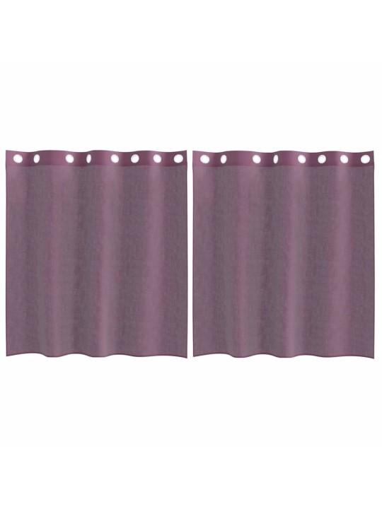 Voileeverhot läpiviennillä 2 kpl purppura 140x140 cm