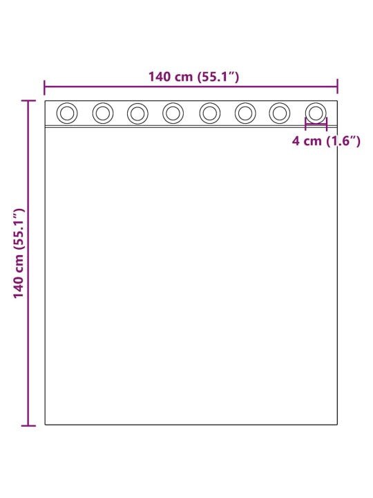 Voileeverhot läpiviennillä 2 kpl purppura 140x140 cm