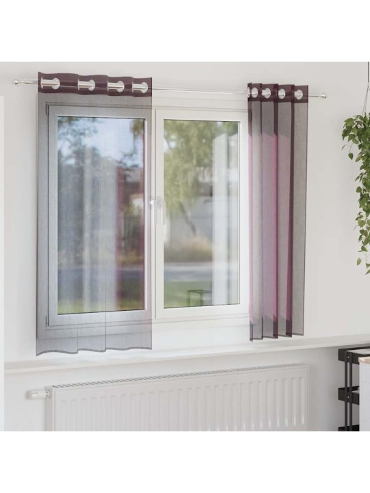 Voileeverhot läpiviennillä 2 kpl purppura 140x140 cm