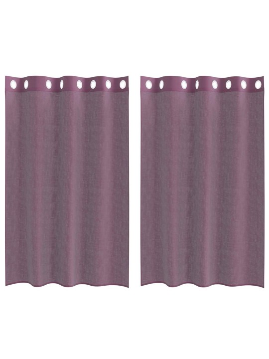 Voileeverhot läpiviennillä 2 kpl purppura 140x175 cm