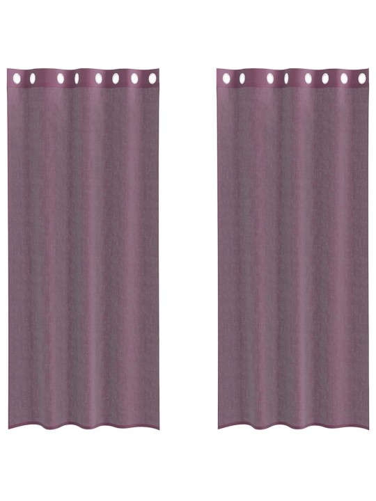 Voileeverhot läpiviennillä 2 kpl purppura 140x245 cm