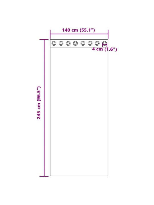 Voileeverhot läpiviennillä 2 kpl purppura 140x245 cm