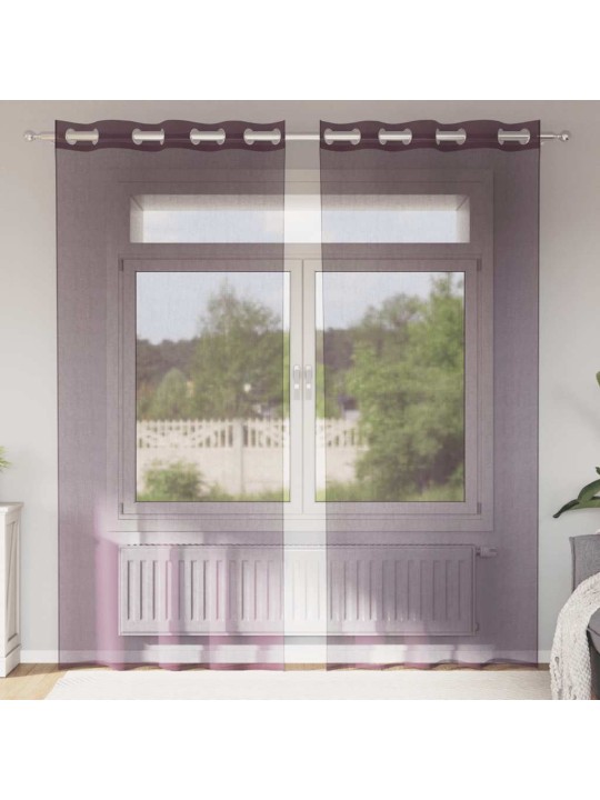 Voileeverhot läpiviennillä 2 kpl purppura 140x245 cm