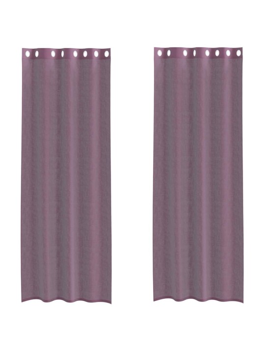 Voileeverhot läpiviennillä 2 kpl purppura 140x260 cm