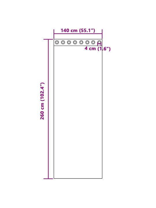 Voileeverhot läpiviennillä 2 kpl purppura 140x260 cm