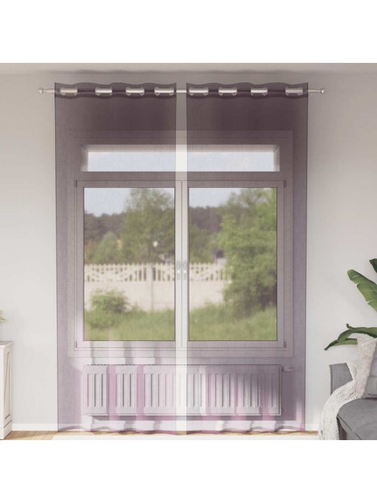 Voileeverhot läpiviennillä 2 kpl purppura 140x260 cm