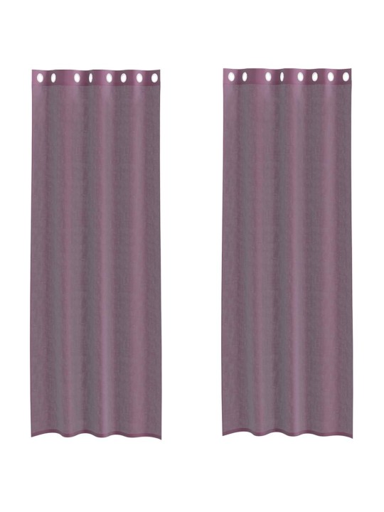 Voileeverhot läpiviennillä 2 kpl purppura 140x300 cm
