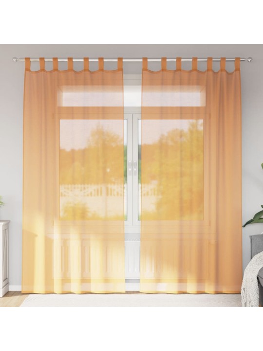 Voileeverhot lenkeillä 2 kpl oranssi 140x245 cm