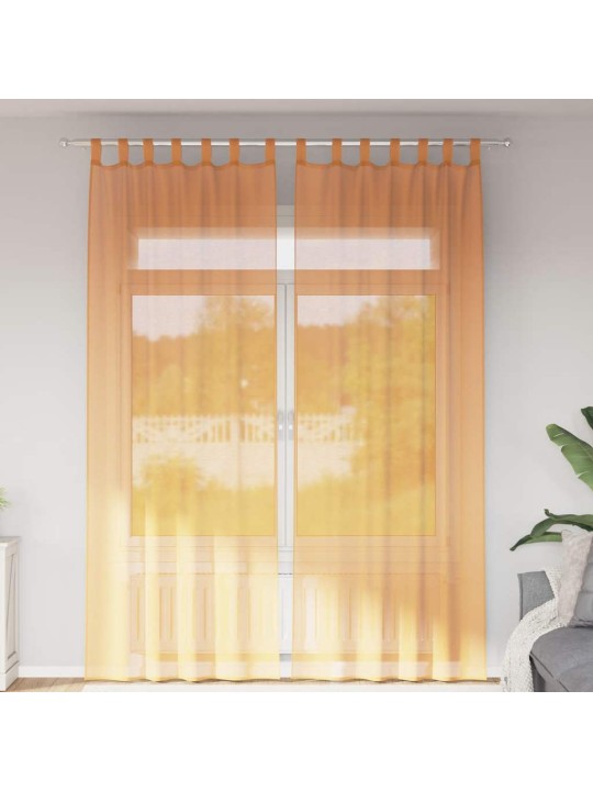 Voileeverhot lenkeillä 2 kpl oranssi 140x260 cm