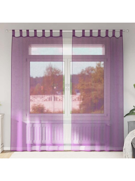 Voileeverhot lenkeillä 2 kpl purppura 140x245 cm