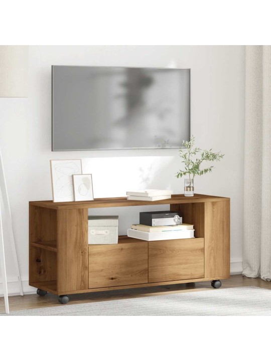 Tv kaappi pyörillä käsityöläinen tammi 102x34,5x43 cm