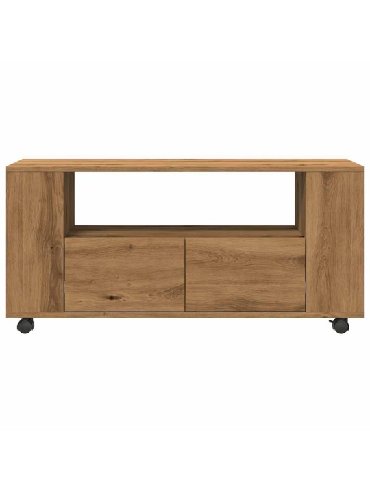 Tv kaappi pyörillä käsityöläinen tammi 102x34,5x43 cm