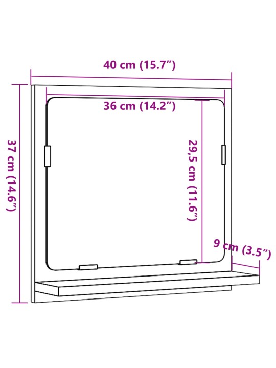 Kylpyhuoneen peilikaappi betoninharmaa 40x11x37 cm lastulevy