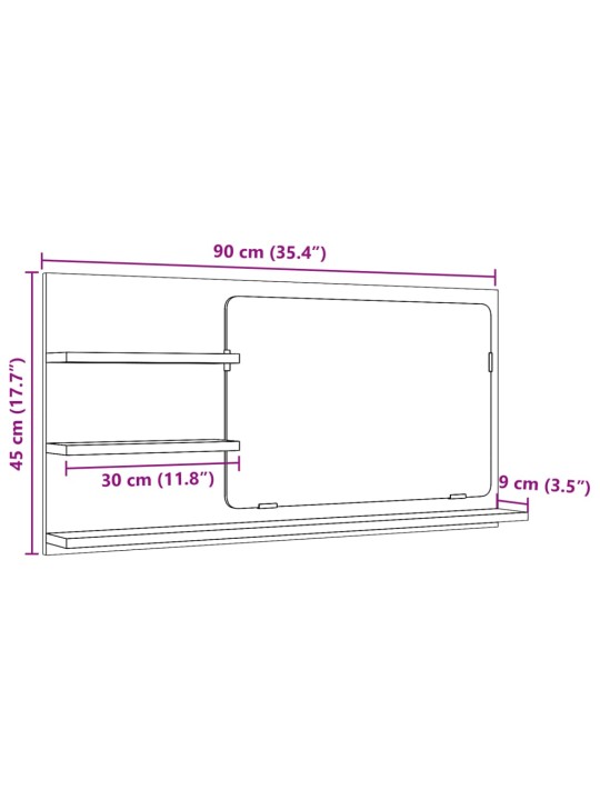 Kylpyhuoneen peilikaappi vanha puu 90x11x45 cm tekninen puu