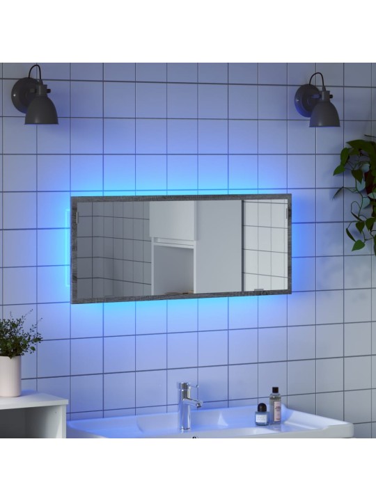 Kylpyhuoneen LED-peili harmaa Sonoma 100x8,5x37 cm tekninen puu