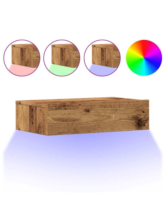 Tv-kaappi led-valoilla vanha puu 60x35x15,5 cm