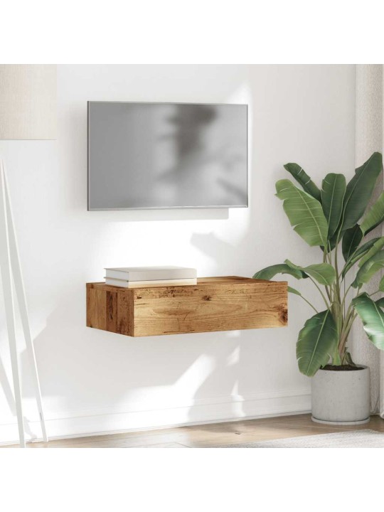 Tv-kaappi led-valoilla vanha puu 60x35x15,5 cm