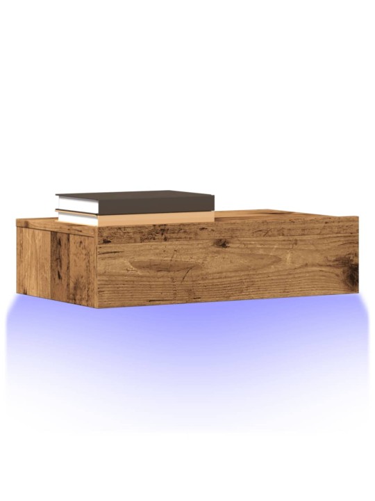 Tv-kaappi led-valoilla vanha puu 60x35x15,5 cm
