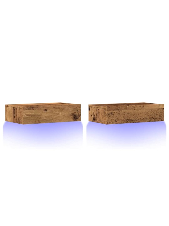 2-osainen tv-kaappisarja led-valoilla vanha puu 60x35x15,5 cm
