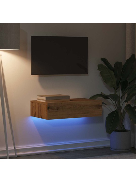 Tv-kaappi led-valoilla käsityöläinen tammi 60x35x15,5 cm