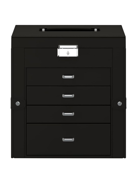 Jewellery box 5-kerroksinen peililukittavalla mustalla
