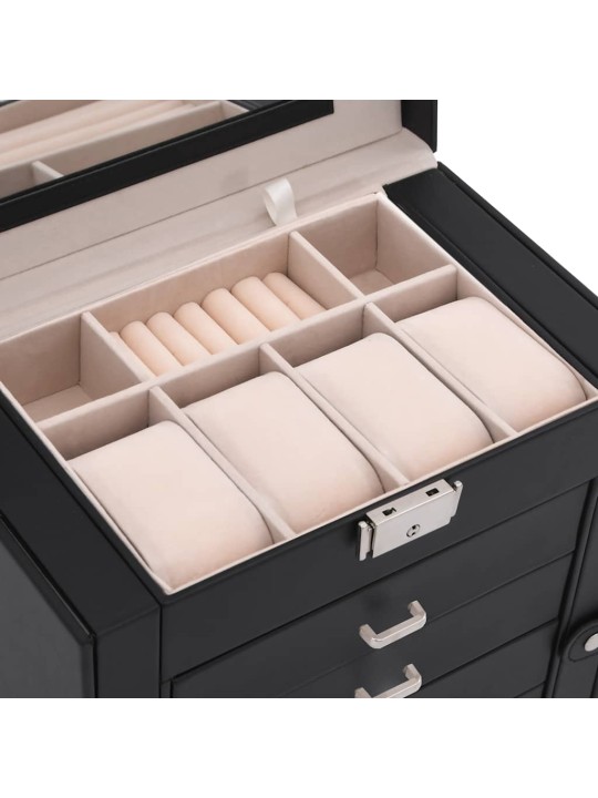 Jewellery box 5-kerroksinen peililukittavalla mustalla