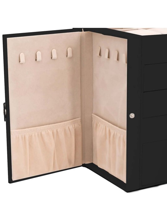 Jewellery box 5-kerroksinen peililukittavalla mustalla