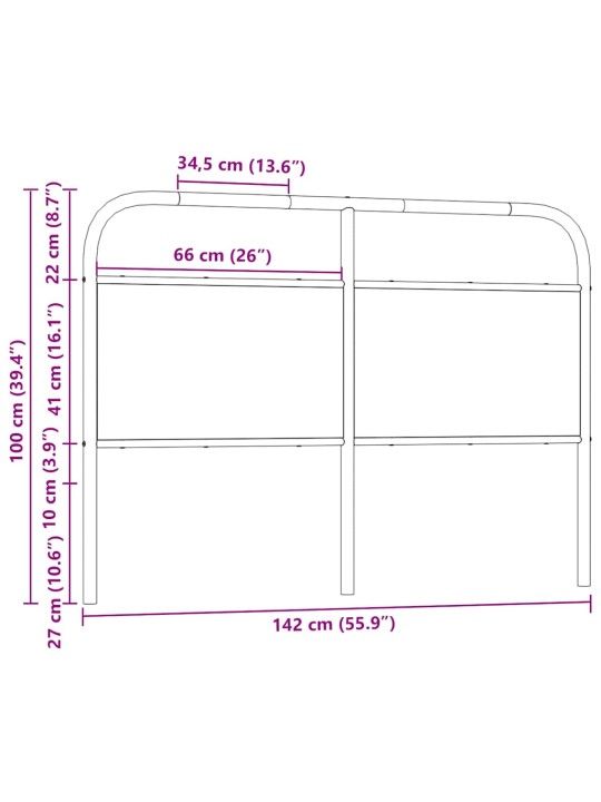 Sängynpääty savutammi 135 cm teräs ja tekninen puu