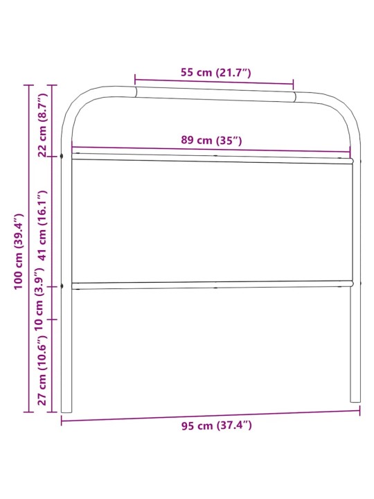 Sängynpääty sonoma-tammi 90 cm teräs ja tekninen puu